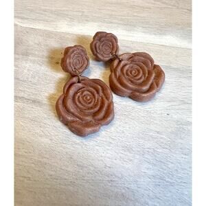 Earrings Statement Earrings Handcrafted Artwork Rose Gold Floral